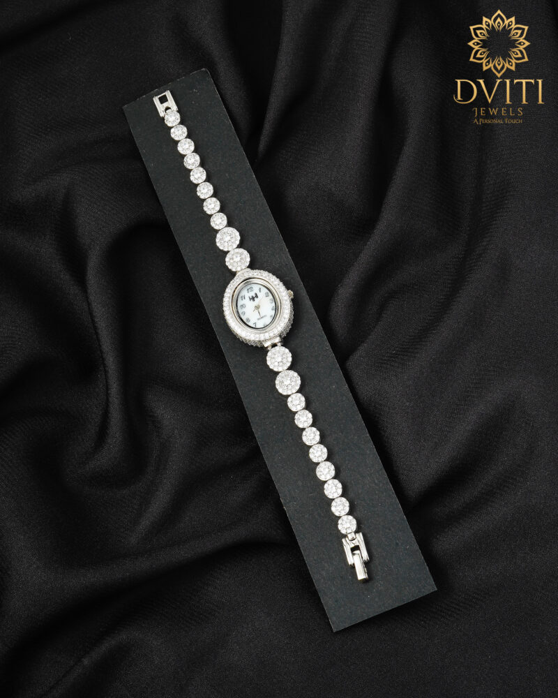 Oval white stone Watch
