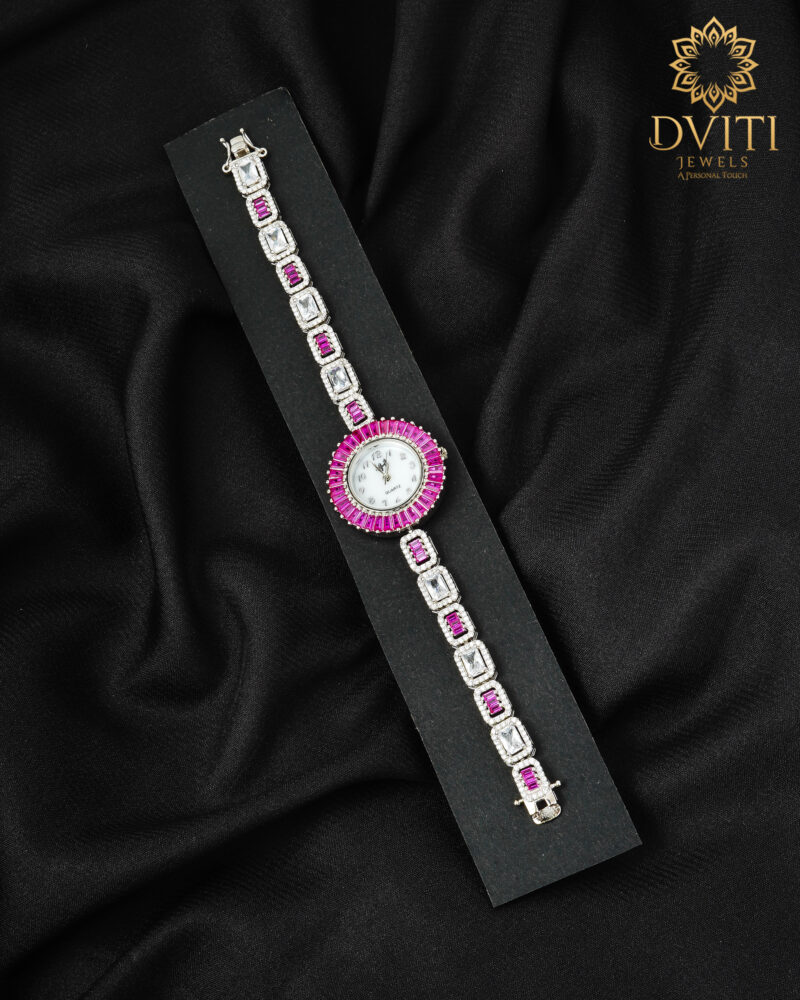 Round pink budgets watch